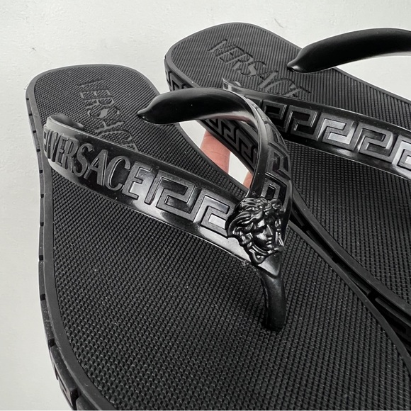 Versace Rubber Logo Platform Flip Flop Sandals - Picture 5 of 8
